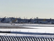 雪景色の成田空港（さくらの山公園から）